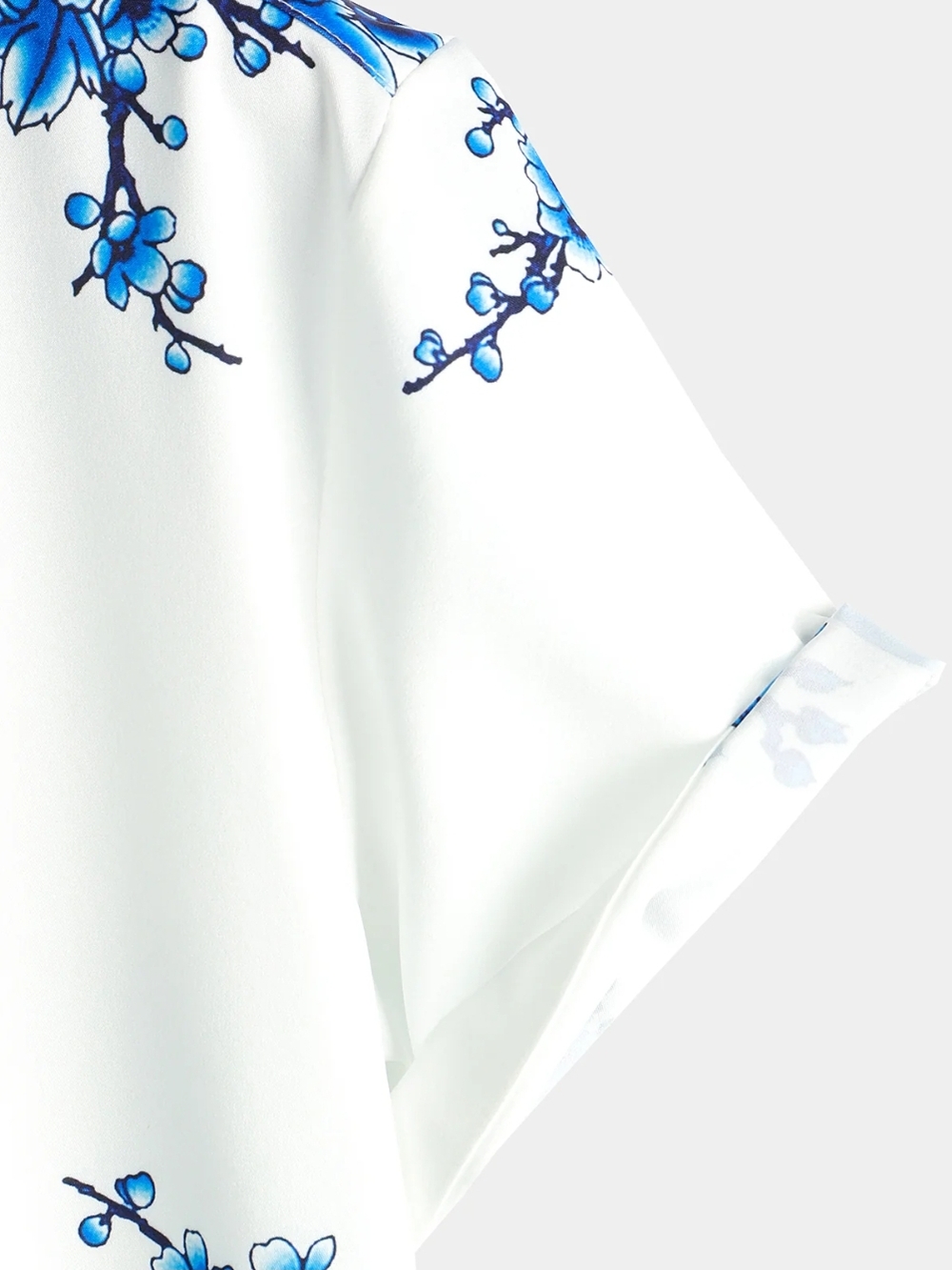 Men's White & Blue Floral Short-Sleeve Button-Down Shirt Size 2XL - Picture 4 of 4